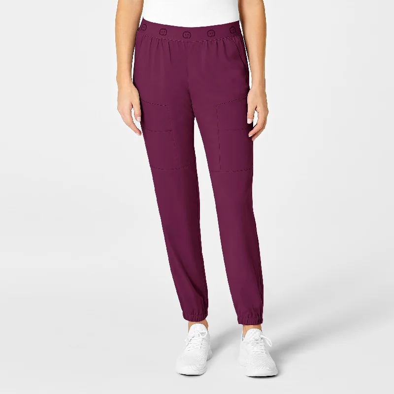 Carefree PRO Women's Slim Cargo Jogger Scrub Pant - Wine