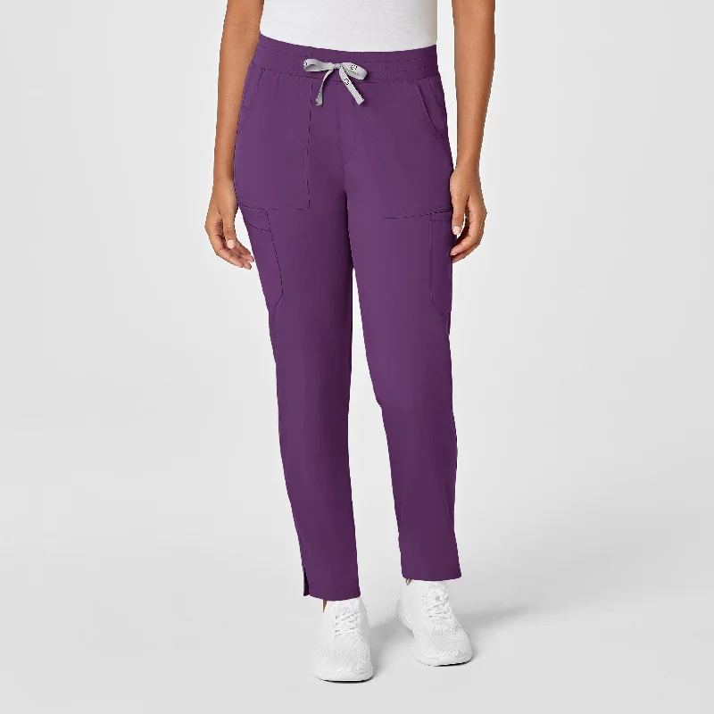 Fresh And Simple PRO Women's Slim Leg Cargo Scrub Pant - Eggplant