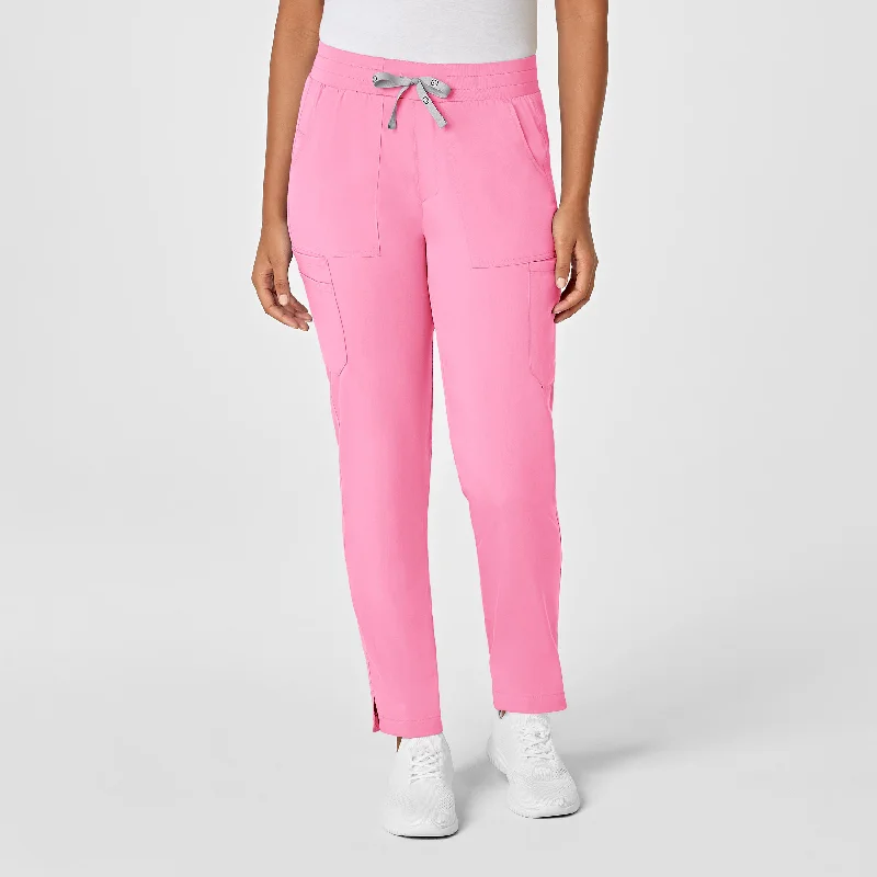 Comfortable And Versatile PRO Women's Slim Leg Cargo Scrub Pant - Pink Blossom