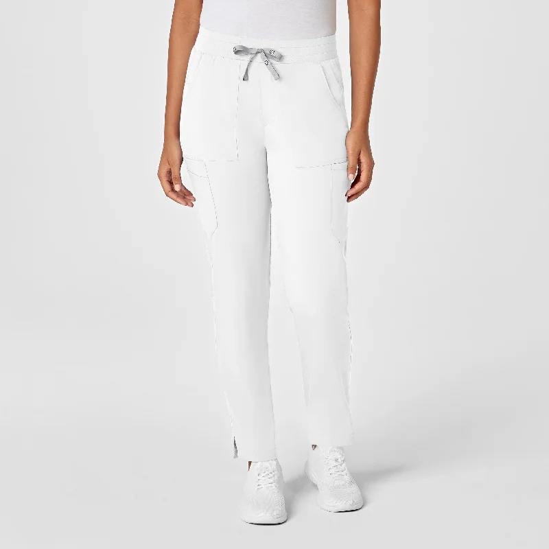 Lively And Youthful PRO Women's Slim Leg Cargo Scrub Pant - White