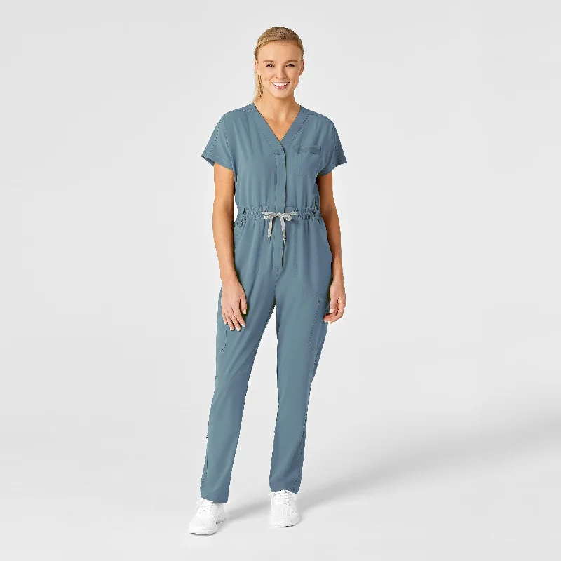 Fashionable Prints RENEW Women's Zip Front Jumpsuit - Elemental Blue