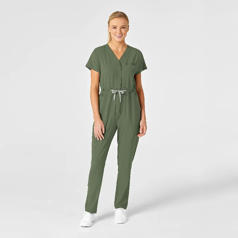 Fresh And Fashionable RENEW Women's Zip Front Jumpsuit - Olive