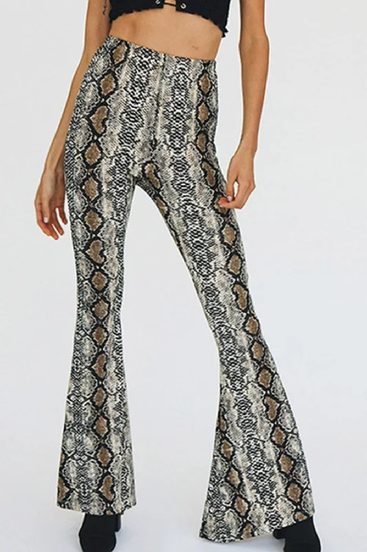 All-Day Comfort Snakeskin Print Flare Pants
