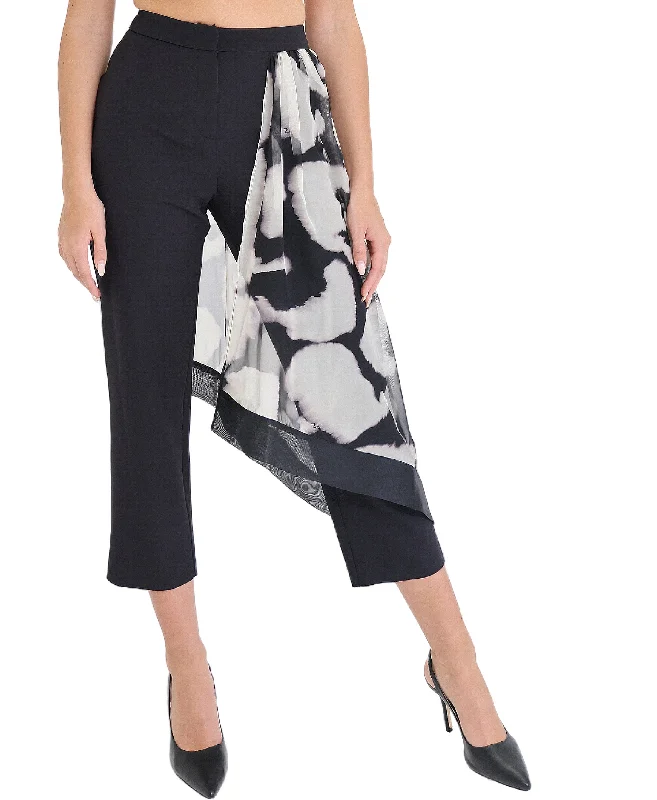 Trendy Items Straight Crop Pants w/ Printed Detail