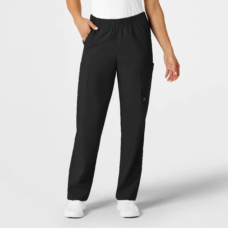 Retro Prints W123 Unisex Multi-Cargo Scrub Pant - Black