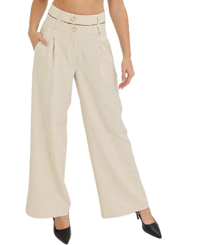 Nightclub Style Wide Leg Pants w/ Metal Detail
