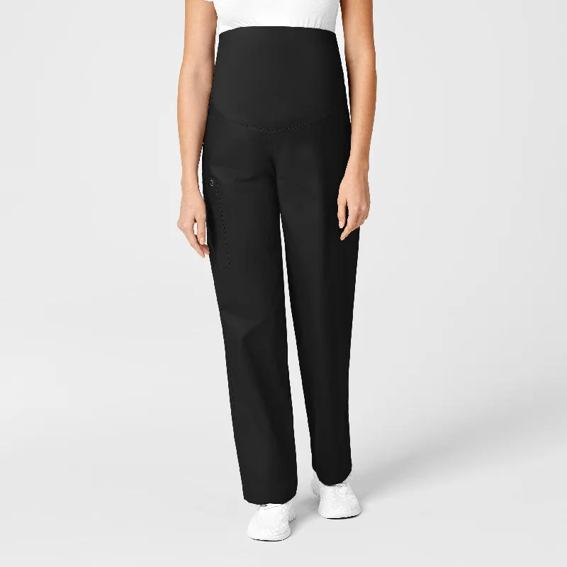Fashionable Ease WonderWORK Maternity Cargo Scrub Pant - Black