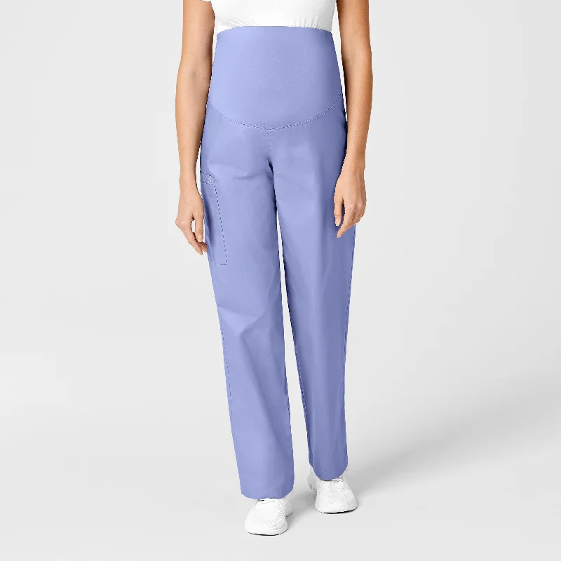 Cozy Chic WonderWORK Maternity Cargo Scrub Pant - Ceil Blue