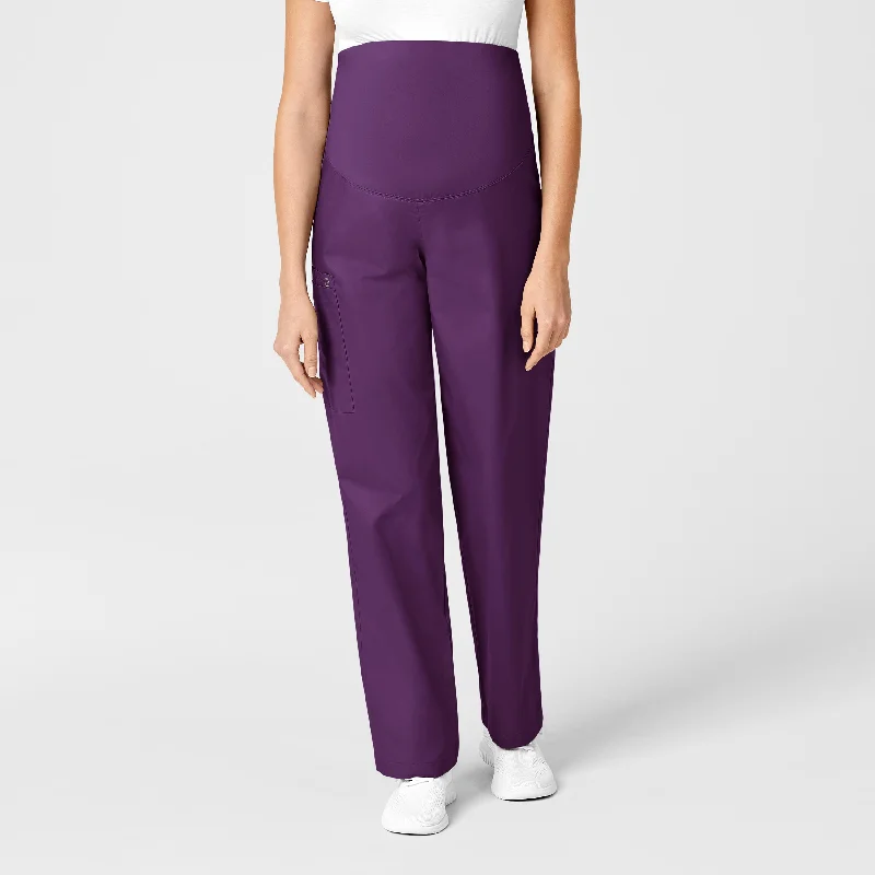 Easygoing Style WonderWORK Maternity Cargo Scrub Pant - Eggplant