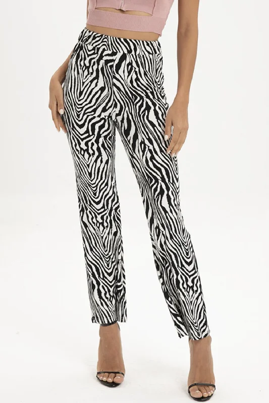 Easy Fashion Zebra Print Straight Leg Pants